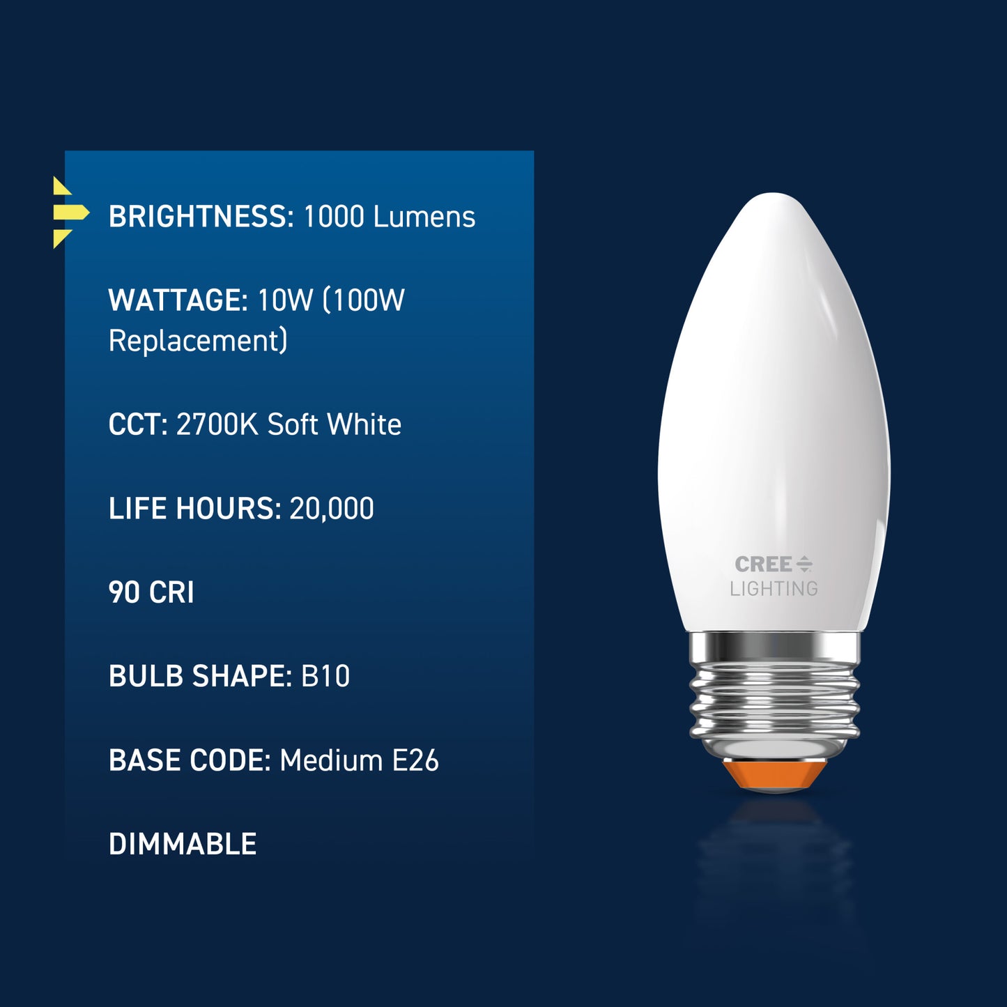 100W Replacement B10 Super Bright Soft White Candelabra E12 Base Dimmable LED Light Bulb (3-Pack)