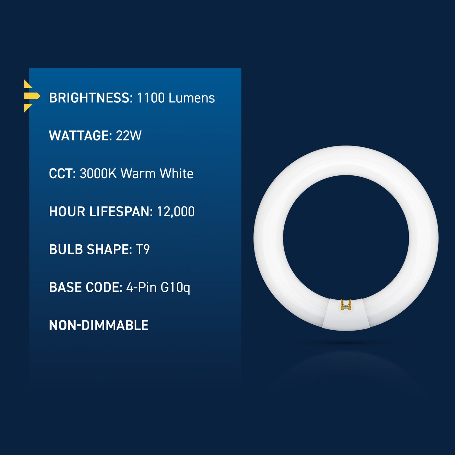 22W 8in T9 Circular Warm White 4-Pin G10q Base Non-Dimmable Fluorescent Light Tube