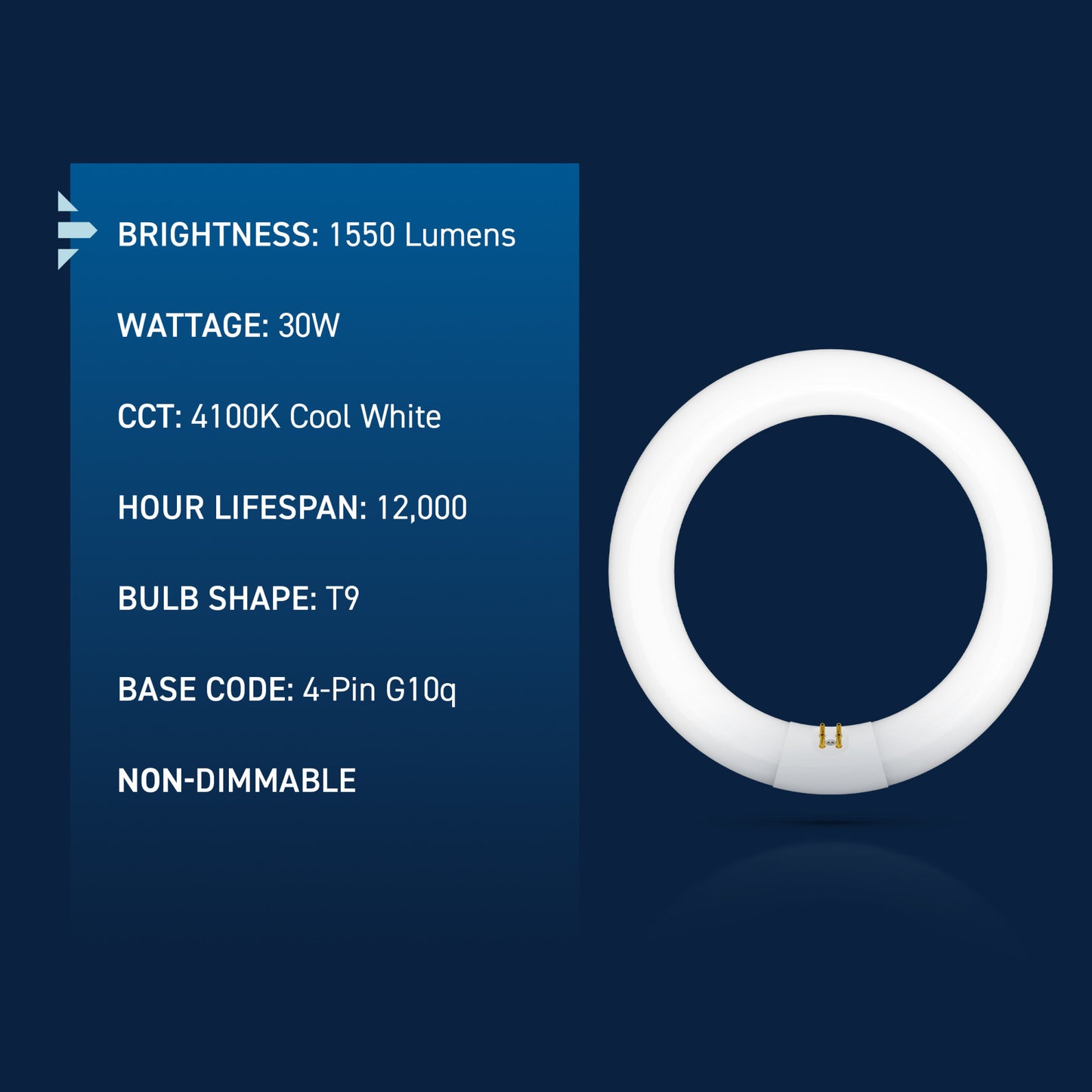 30W 9in T9 Circular Cool White 4-Pin G10q Base Non-Dimmable Fluorescent Light Tube