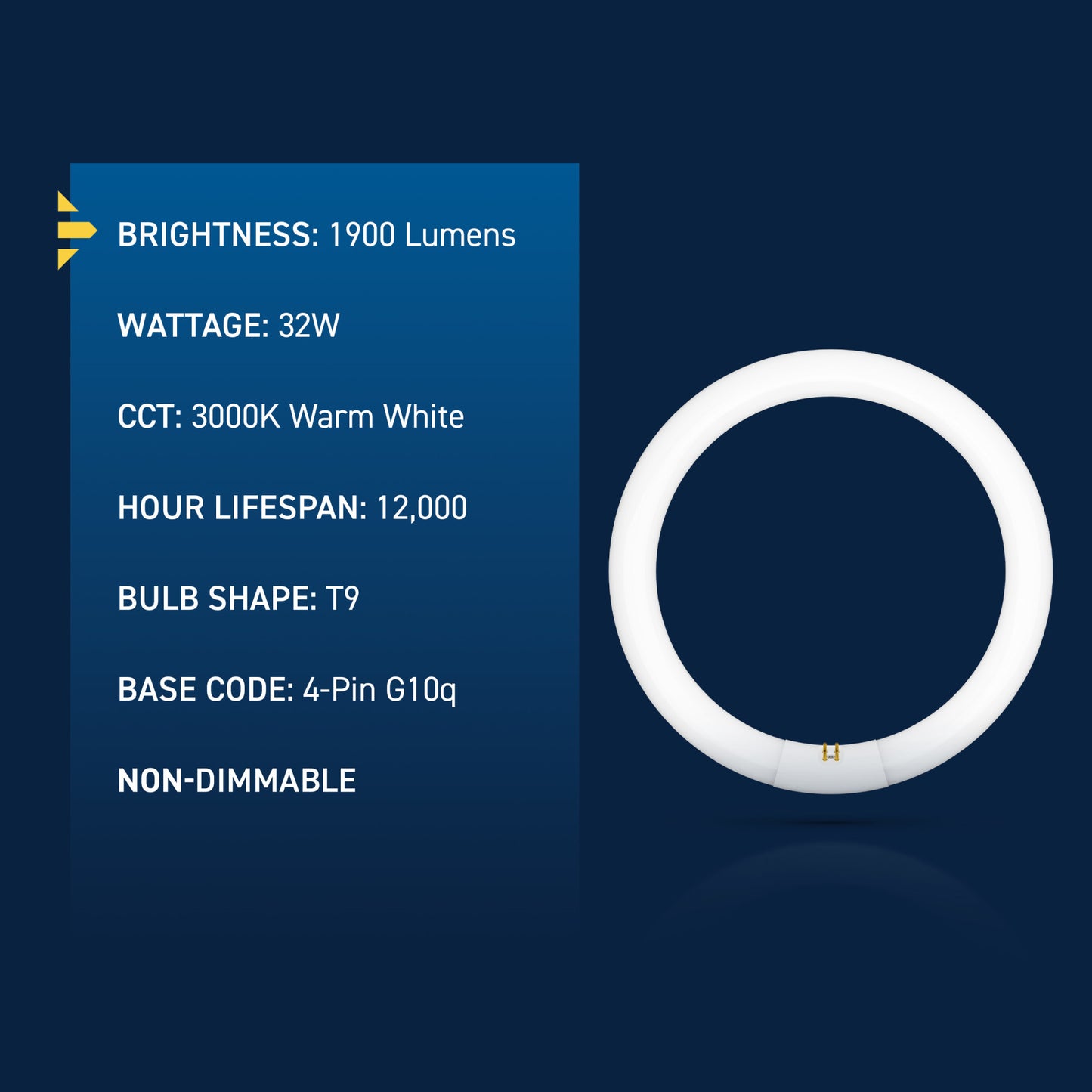 32W 12in T9 Circular Warm White G10q Base Non-Dimmable Fluorescent Light Tube