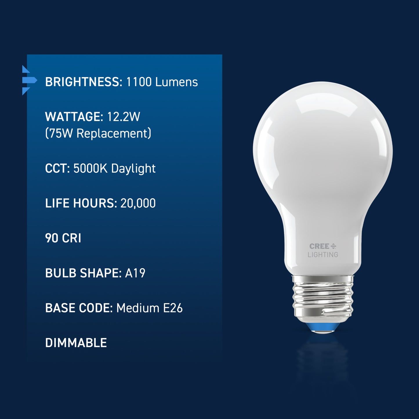 75W Replacement A19 Daylight Medium E26 Base Dimmable LED Light Bulb (4-Pack)