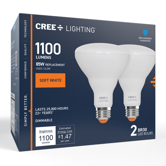 85W Replacement BR30 Soft White Medium E26 Base Dimmable LED Light Bulb (2-Pack)