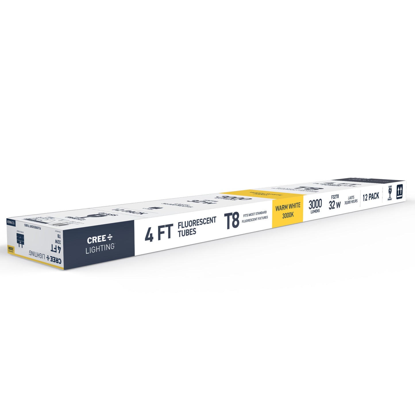 32W 4ft T8 Warm White G13 Base Non-Dimmable Linear Fluorescent Light Tube (12-Pack)