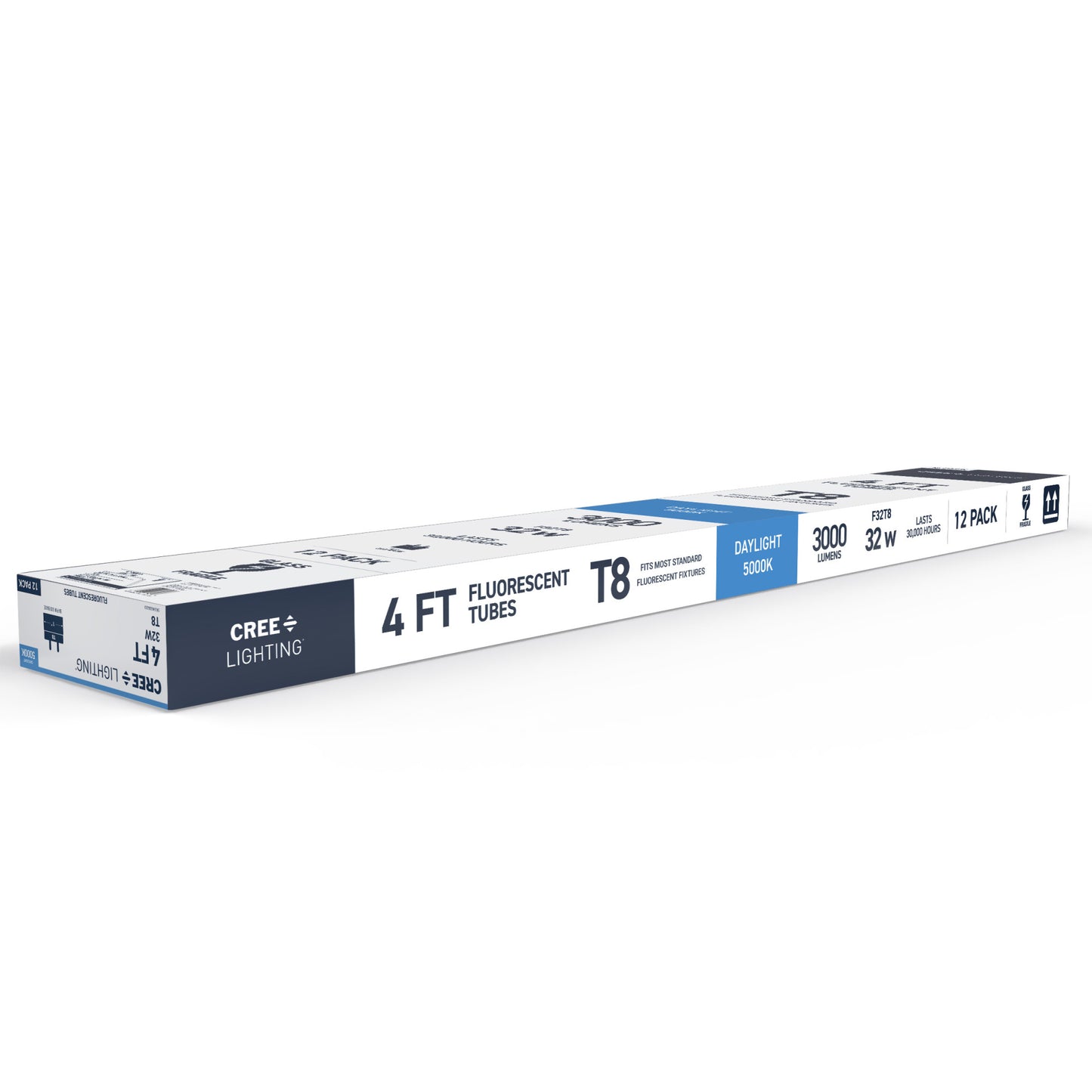 32W 4ft T8 Daylight G13 Base Non-Dimmable Linear Fluorescent Light Tube (12-Pack)
