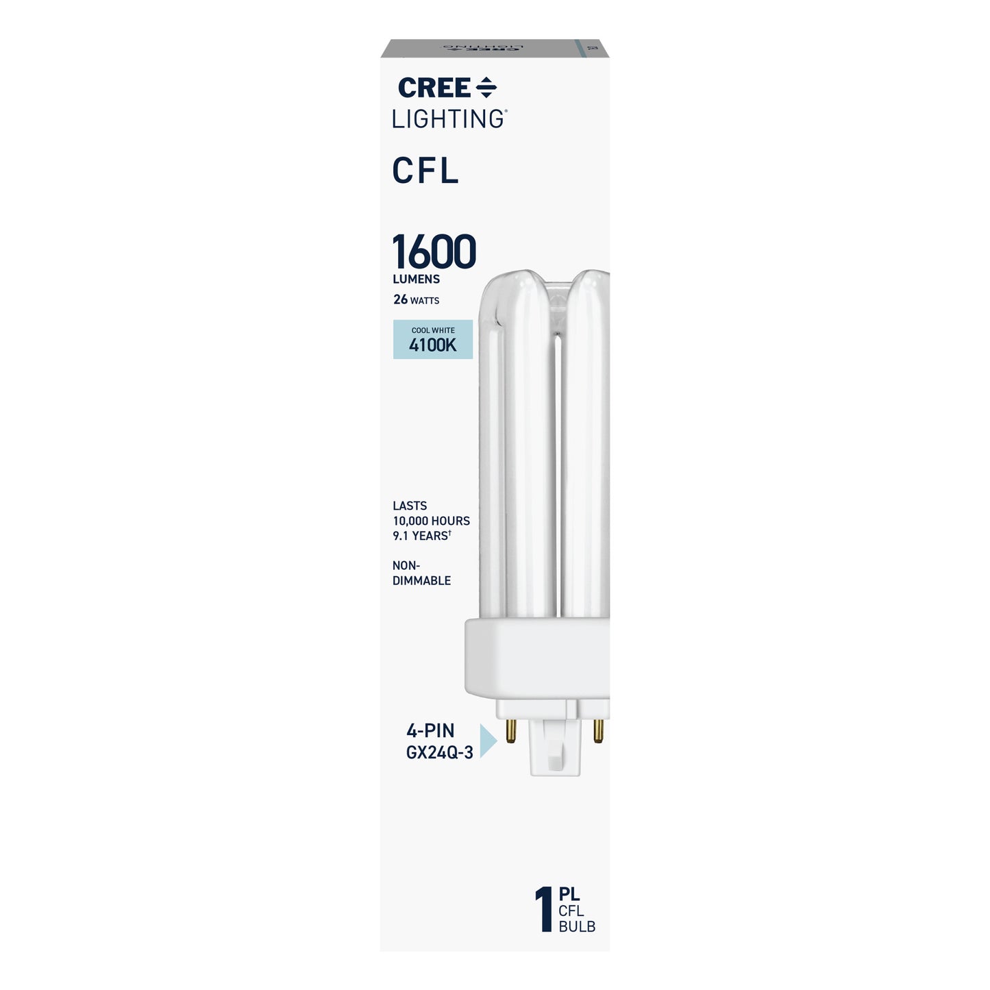 26W Triple Tube PL GX24q-3 Base Cool White Non-Dimmable CFL Light Bulb