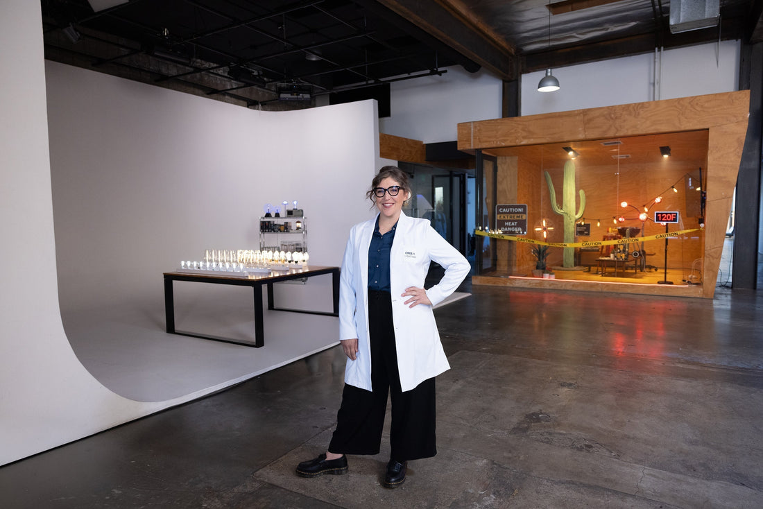 cree lighting lab Mayim Bialik standing