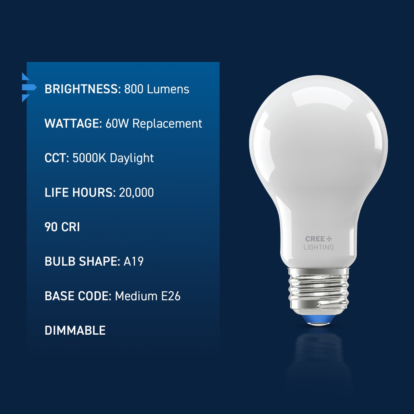 60W Replacement A19 Daylight Medium E26 Base Dimmable LED Light Bulb (4-Pack)