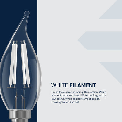40W Replacement BA10 White Filament Daylight Candelabra E12 Base Dimmable LED Light Bulb (3-Pack)