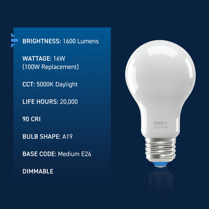 100W Replacement A19 Daylight Medium E26 Base Dimmable LED Light Bulb (4-Pack)