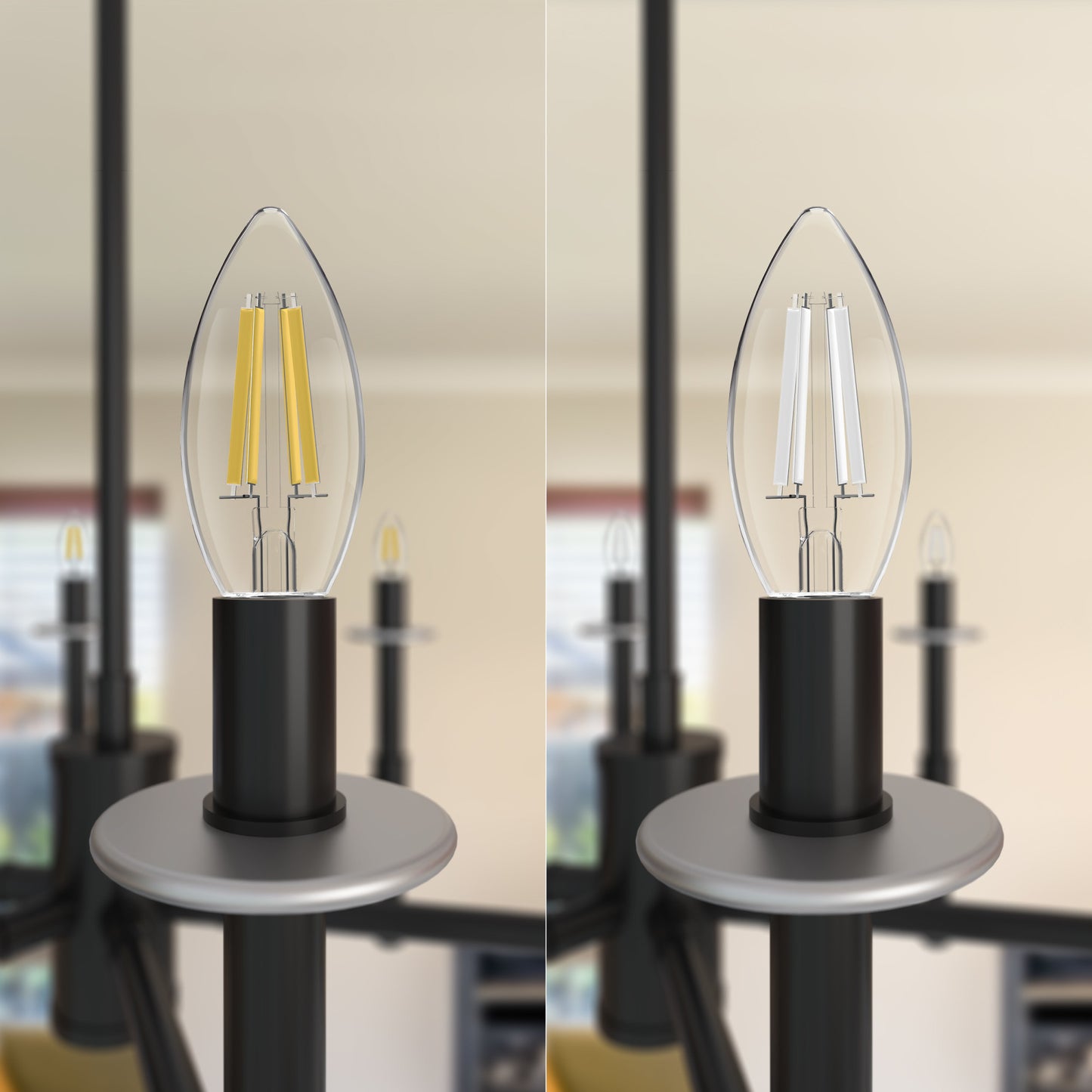 60W Replacement B10 White Filament Soft White Candelabra E12 Base Dimmable LED Light Bulb (3-Pack)