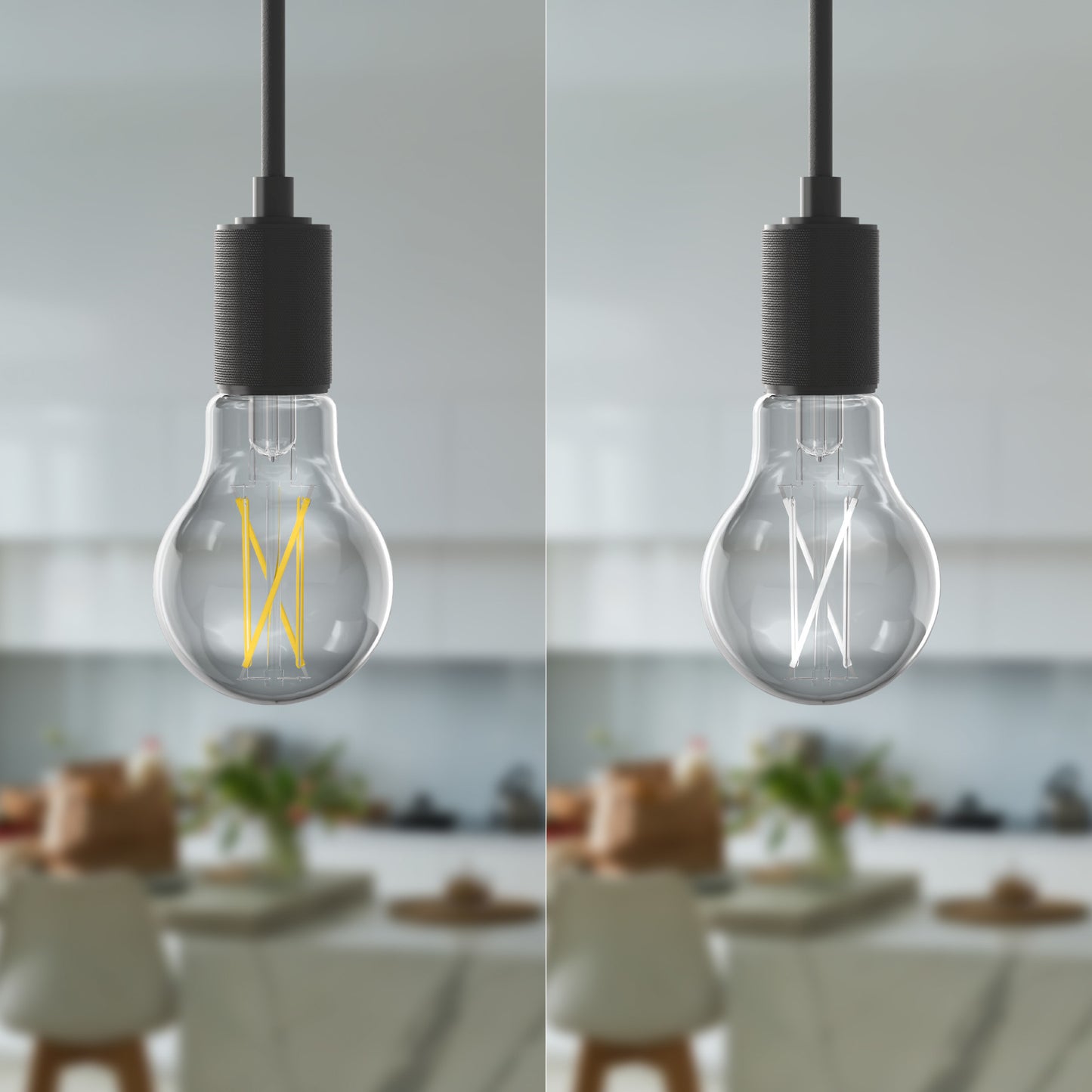 60W Replacement A19 White Filament Switchable White Medium E26 Base Dimmable LED Light Bulb (4-Pack)