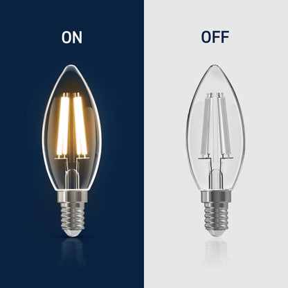 60W Replacement B10 White Filament Bright White Candelabra E12 Base Dimmable LED Light Bulb (3-Pack)