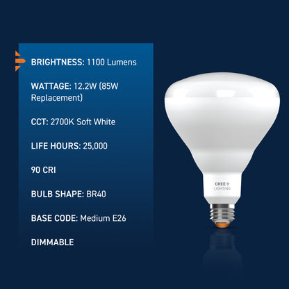 85W Replacement BR40 Soft White Medium E26 Base Dimmable LED Light Bulb (2-Pack)