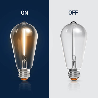 60W Replacement ST19 White Filament Soft White Medium E26 Base Dimmable LED Light Bulb (2-Pack)