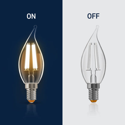 60W Replacement BA10 White Filament Soft White Candelabra E12 Base Dimmable LED Light Bulb (3-Pack)