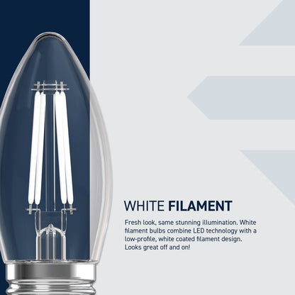 60W Replacement B10 White Filament Switchable White Medium E26 Base Dimmable LED Light Bulb (3-Pack)