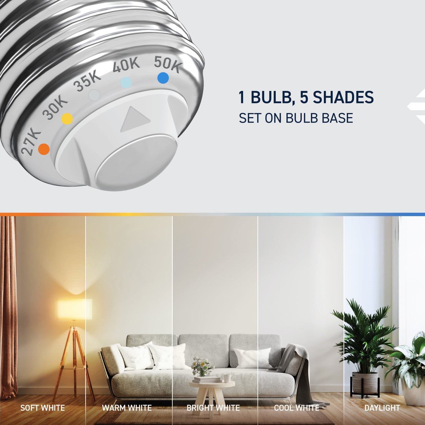 40W Replacement B10 White Filament Switchable White Medium E26 Base Dimmable LED Light Bulb (3-Pack)