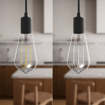 60W Replacement ST19 White Filament Soft White Medium E26 Base Dimmable LED Light Bulb (2-Pack)