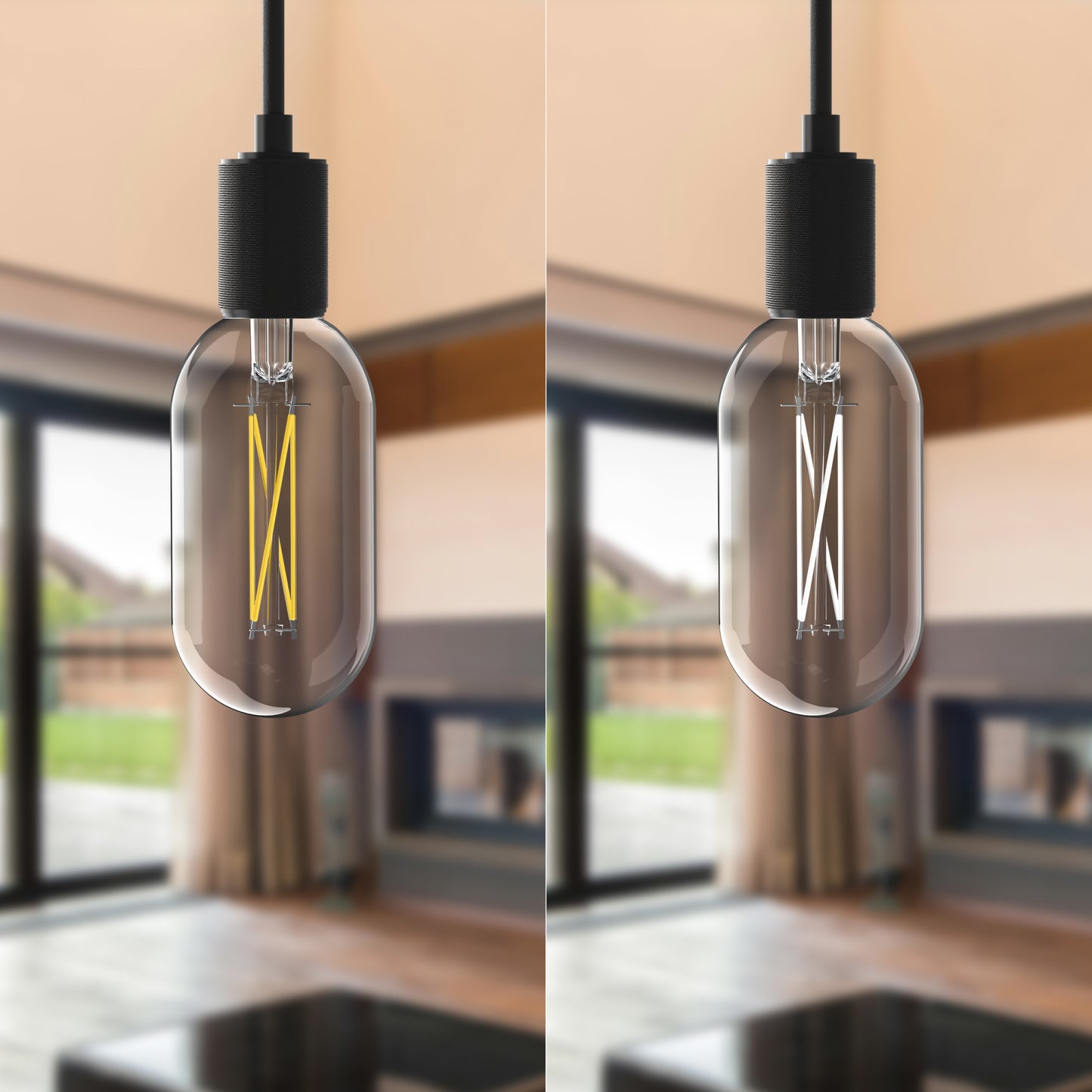 60W Replacement T18 White Filament Switchable White Medium E26 Base Dimmable LED Light Bulb (2-Pack)