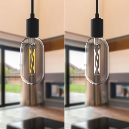 60W Replacement T18 White Filament Switchable White Medium E26 Base Dimmable LED Light Bulb (2-Pack)