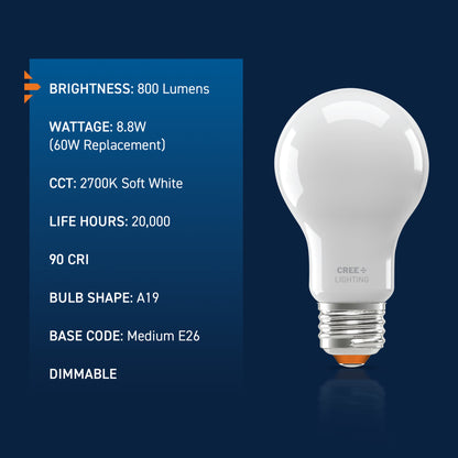 60W Replacement A19 Soft White Medium E26 Base Dimmable LED Light Bulb (4-Pack)