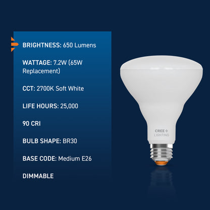 65W Replacement BR30 Soft White Medium E26 Base Dimmable LED Light Bulb (6-Pack)
