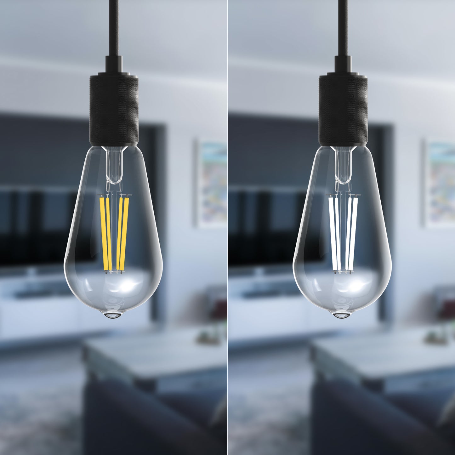 60W Replacement ST19 White Filament Soft White Medium E26 Base Dimmable LED Light Bulb (2-Pack)