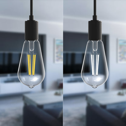 60W Replacement ST19 White Filament Soft White Medium E26 Base Dimmable LED Light Bulb (2-Pack)