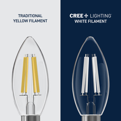 40W Replacement B10 White Filament Switchable White Medium E26 Base Dimmable LED Light Bulb (3-Pack)