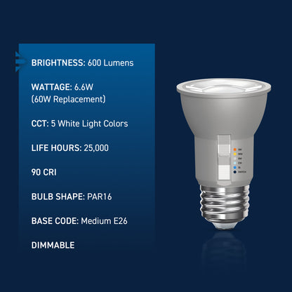 60W Replacement PAR16 5 Shades + Switch Mode Medium E26 Base Dimmable LED Light Bulb (2-Pack)