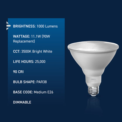 90W Replacement PAR38 Bright White Medium E26 Base Dimmable LED Light Bulb (4-Pack)