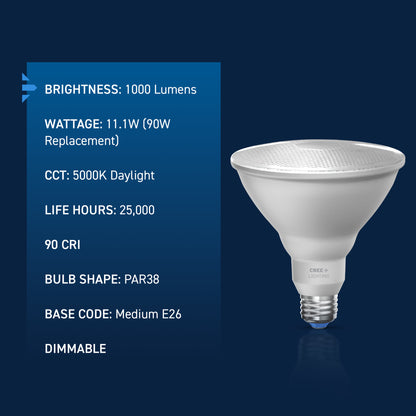 90W Replacement PAR38 Daylight Medium E26 Base Dimmable LED Light Bulb (2-Pack)