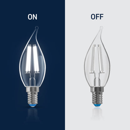 60W Replacement BA10 White Filament Daylight Candelabra E12 Base Dimmable LED Light Bulb (3-Pack)