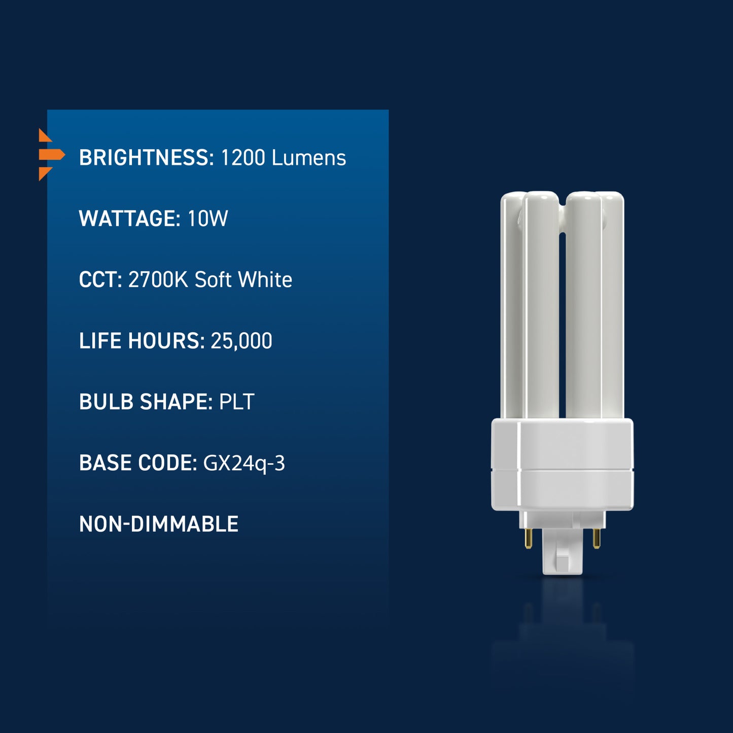 26W Replacement Triple Twin Tube PL GX24q-3 Base Soft White LED Light Bulb