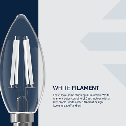 60W Replacement B10 White Filament Daylight Candelabra E12 Base Dimmable LED Light Bulb (3-Pack)