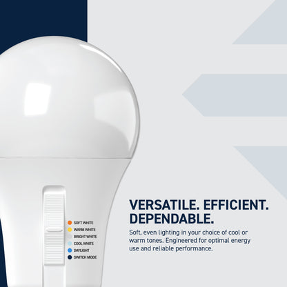 100W Replacement A19 5 Shades + Switch Mode Medium E26 Base White LED Light Bulb (4-Pack)