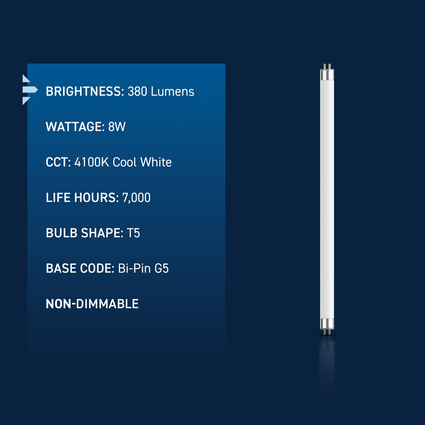8W 12in T5 Cool White G5 Base Non-Dimmable Linear Fluorescent Light Tube