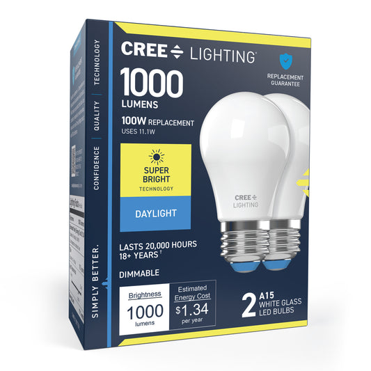 100W Replacement A15 Super Bright Daylight Medium E26 Base Dimmable LED Light Bulb (2-Pack)