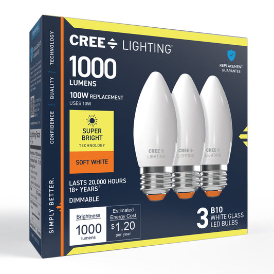 100W Replacement B10 Super Bright Soft White Candelabra E12 Base Dimmable LED Light Bulb (3-Pack)