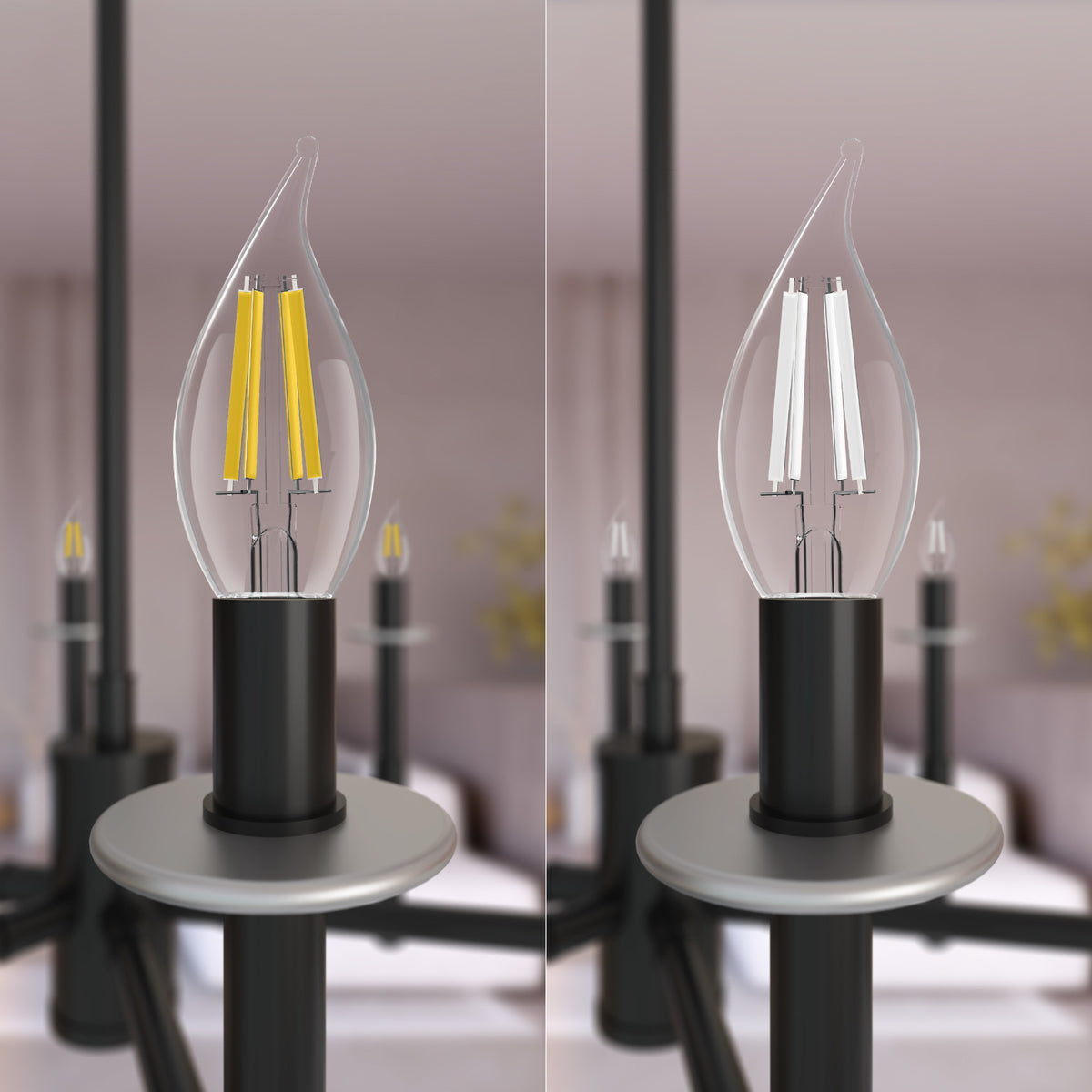 100W Replacement BA10 Super Bright White Filament Soft White Candelabra E12 Base Dimmable LED Light Bulb (3-Pack)
