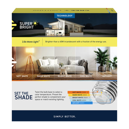 100W Replacement G25 Super Bright Switchable White Medium E26 Base Dimmable LED Light Bulb (2-Pack)