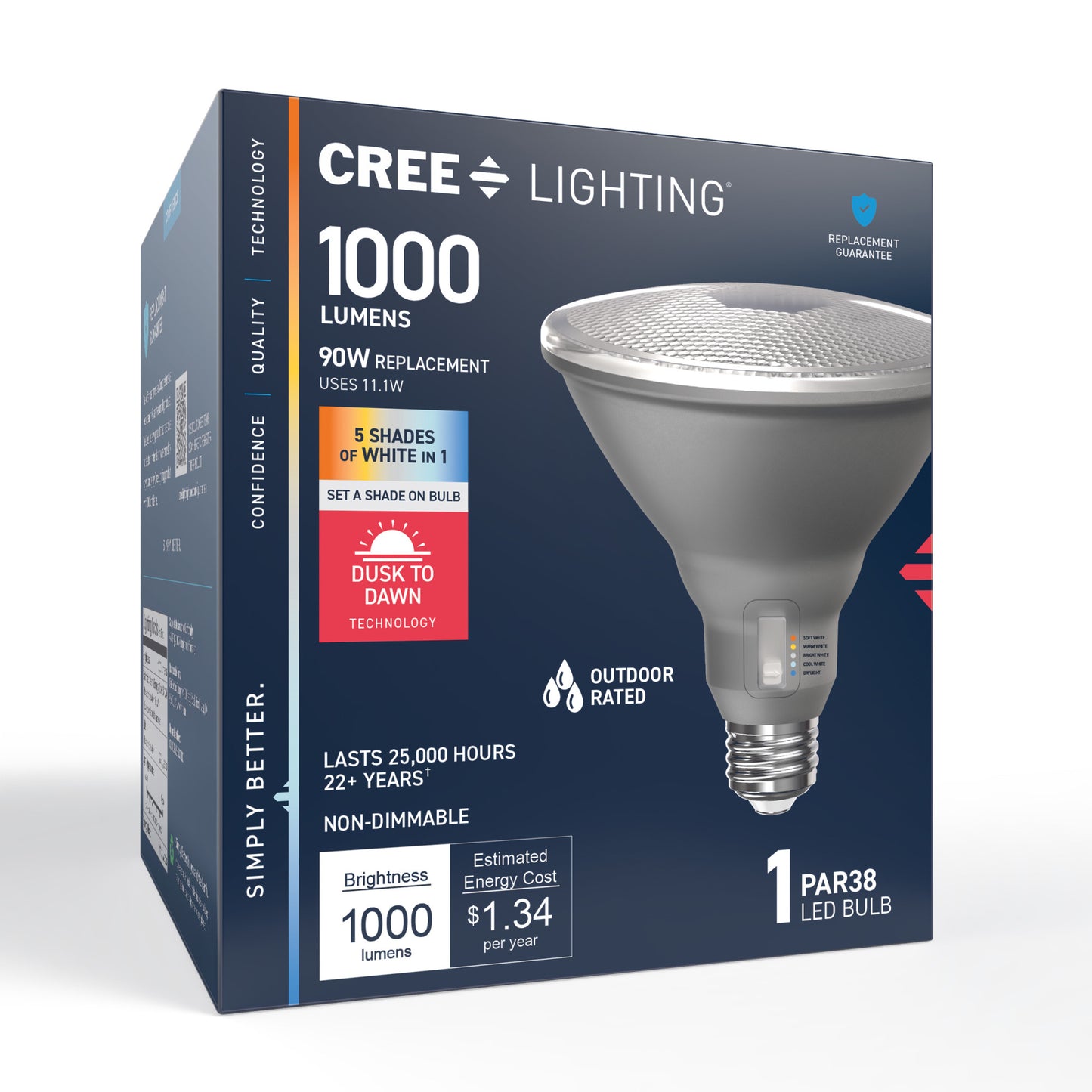 90W Replacement PAR38 Dusk to Dawn Switchable White Medium E26 Base Non-Dimmable LED Light Bulb
