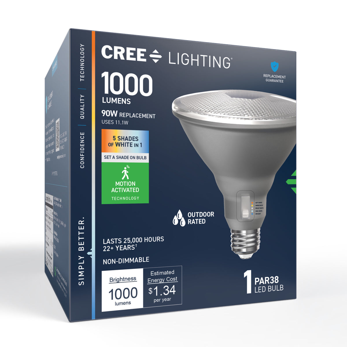 90W Replacement PAR38 Motion Activated Switchable White Medium E26 Base Non-Dimmable LED Light Bulb