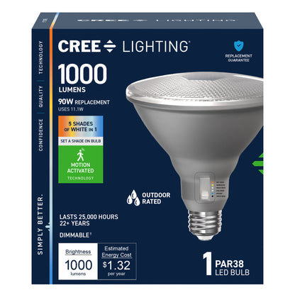 90W Replacement PAR38 Motion Activated Switchable White Medium E26 Base Non-Dimmable LED Light Bulb