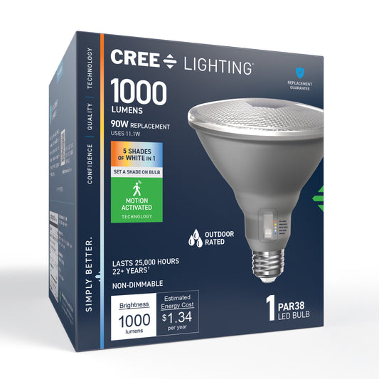 90W Replacement PAR38 Motion Activated Switchable White Medium E26 Base Non-Dimmable LED Light Bulb