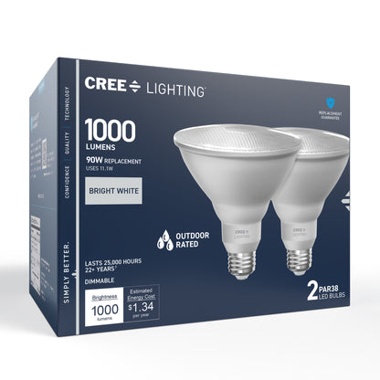 90W Replacement PAR38 Bright White Medium E26 Base Dimmable LED Light Bulb (2-Pack)