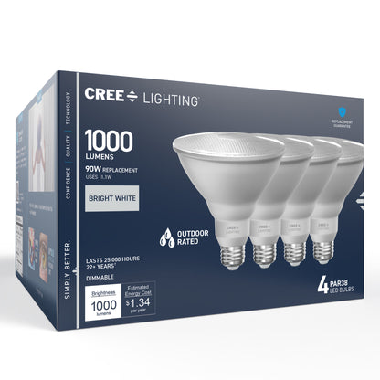 90W Replacement PAR38 Bright White Medium E26 Base Dimmable LED Light Bulb (4-Pack)