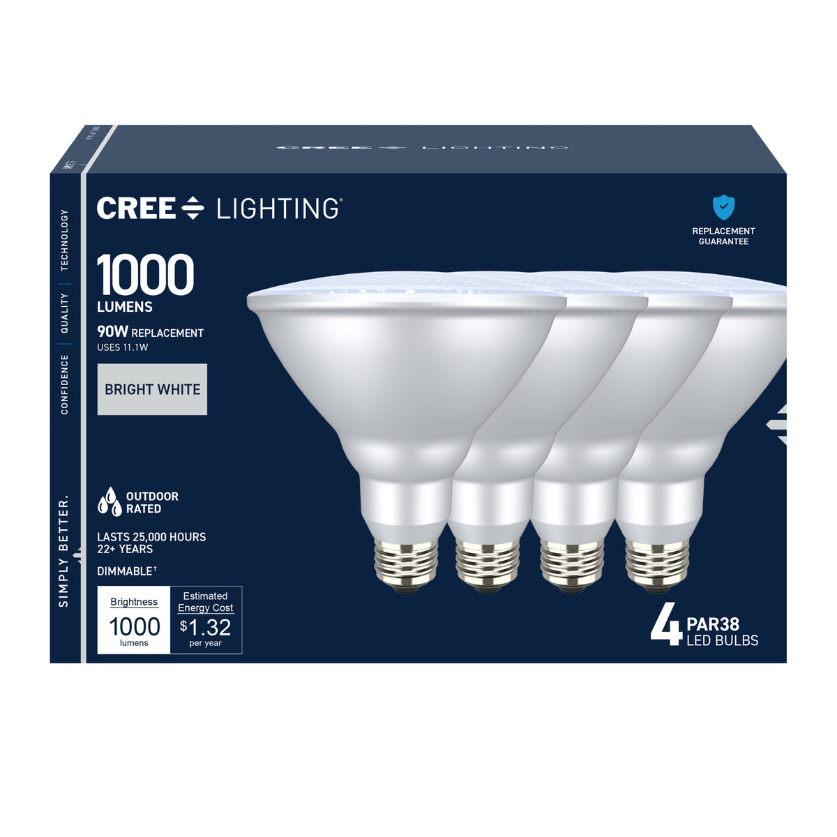 90W Replacement PAR38 Bright White Medium E26 Base Dimmable LED Light Bulb (4-Pack)