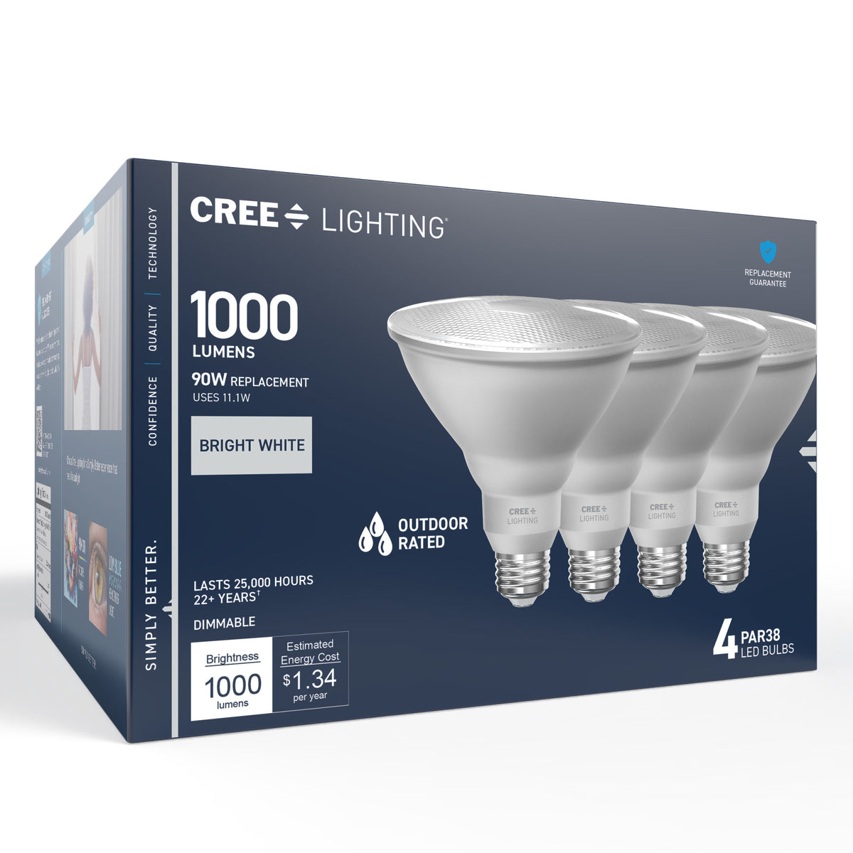 90W Replacement PAR38 Bright White Medium E26 Base Dimmable LED Light Bulb (4-Pack)