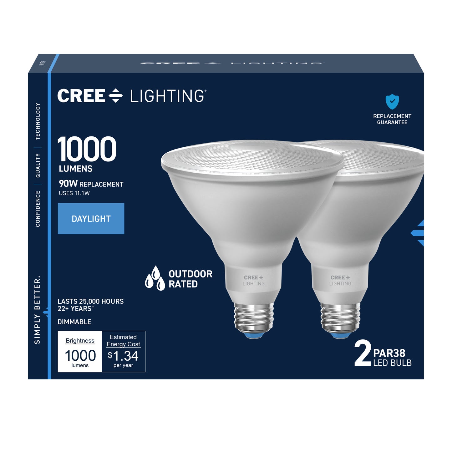 90W Replacement PAR38 Daylight Medium E26 Base Dimmable LED Light Bulb (2-Pack)